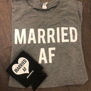 "Married AF" Honeymoon T-Shirt Koozie Combo